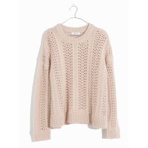 MADEWELL NWT Windermere Pointelle Chunky Pullover Sweater in Bisque Size XL